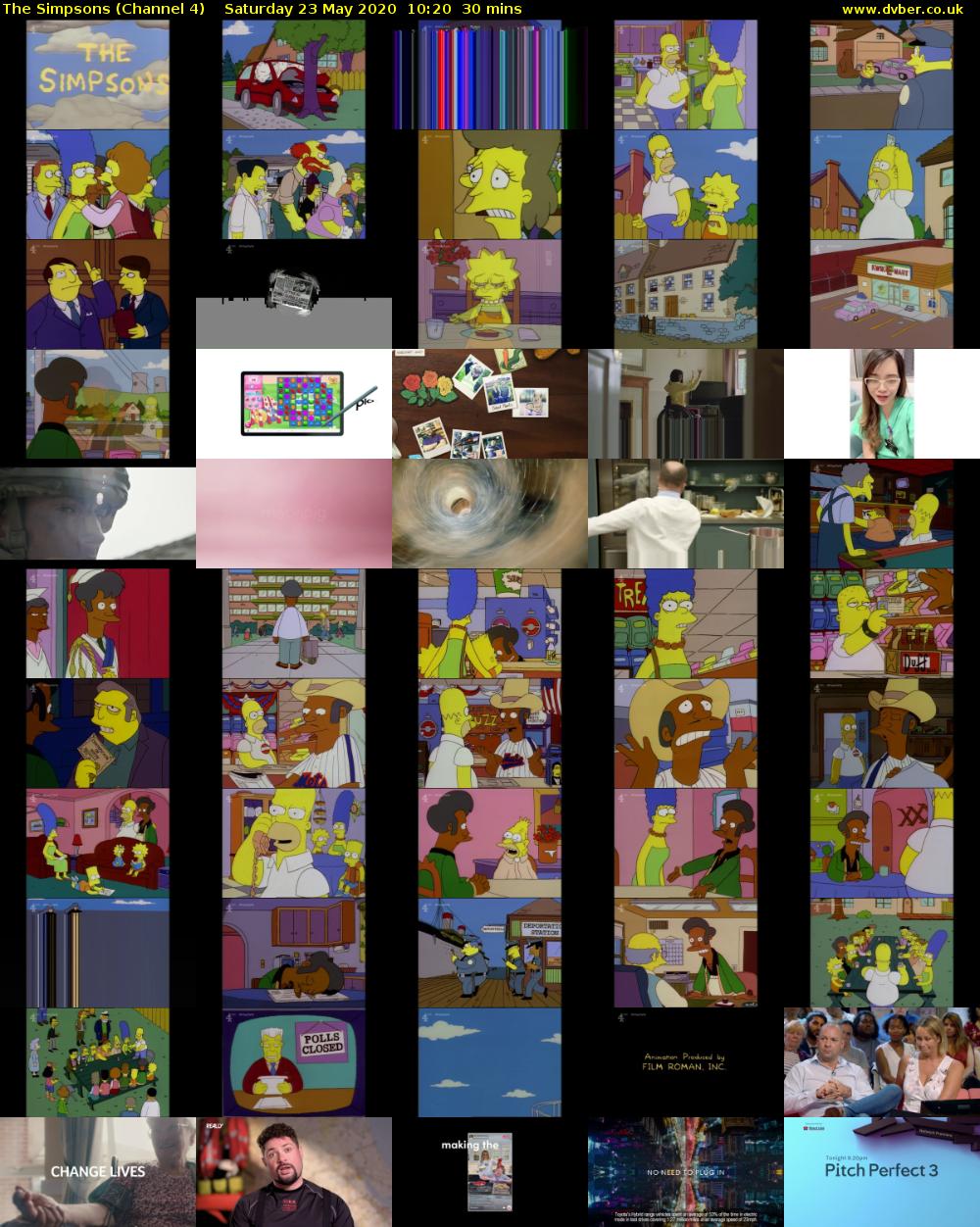 The Simpsons (Channel 4) Saturday 23 May 2020 10:20 - 10:50