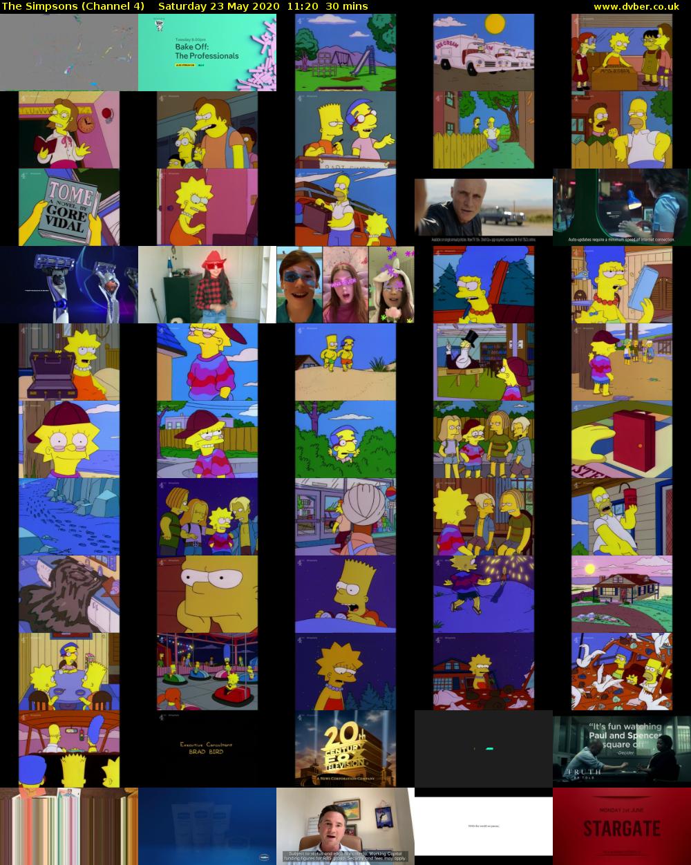 The Simpsons (Channel 4) Saturday 23 May 2020 11:20 - 11:50