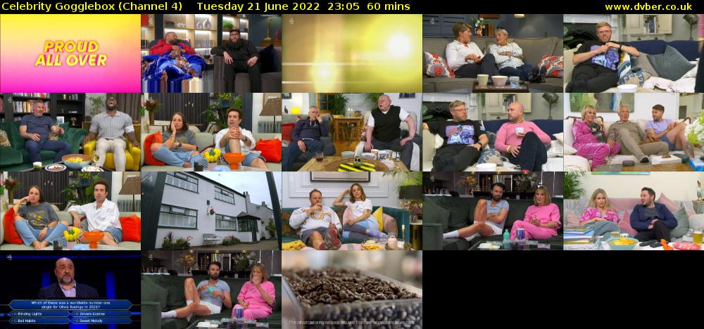 Celebrity Gogglebox (Channel 4) Tuesday 21 June 2022 23:05 - 00:05