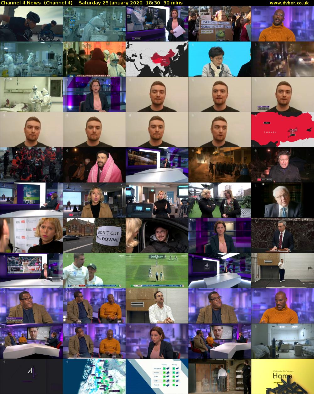 Channel 4 News  (Channel 4) Saturday 25 January 2020 18:30 - 19:00
