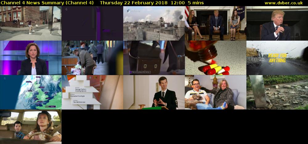 Channel 4 News Summary (Channel 4) Thursday 22 February 2018 12:00 - 12:05