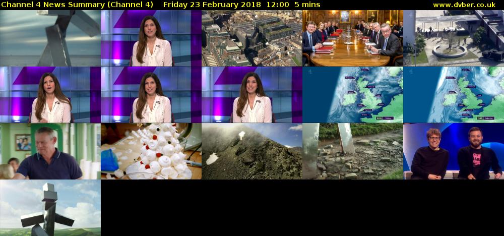 Channel 4 News Summary (Channel 4) Friday 23 February 2018 12:00 - 12:05