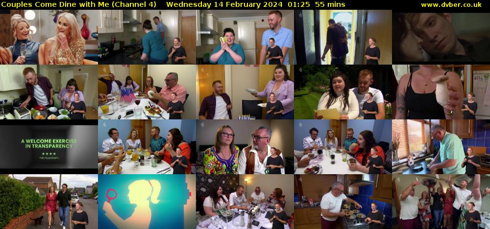 Couples Come Dine with Me (Channel 4) Wednesday 14 February 2024 01:25 - 02:20