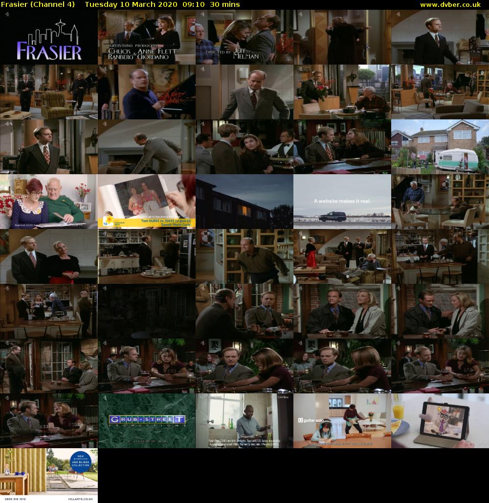 Frasier (Channel 4) Tuesday 10 March 2020 09:10 - 09:40