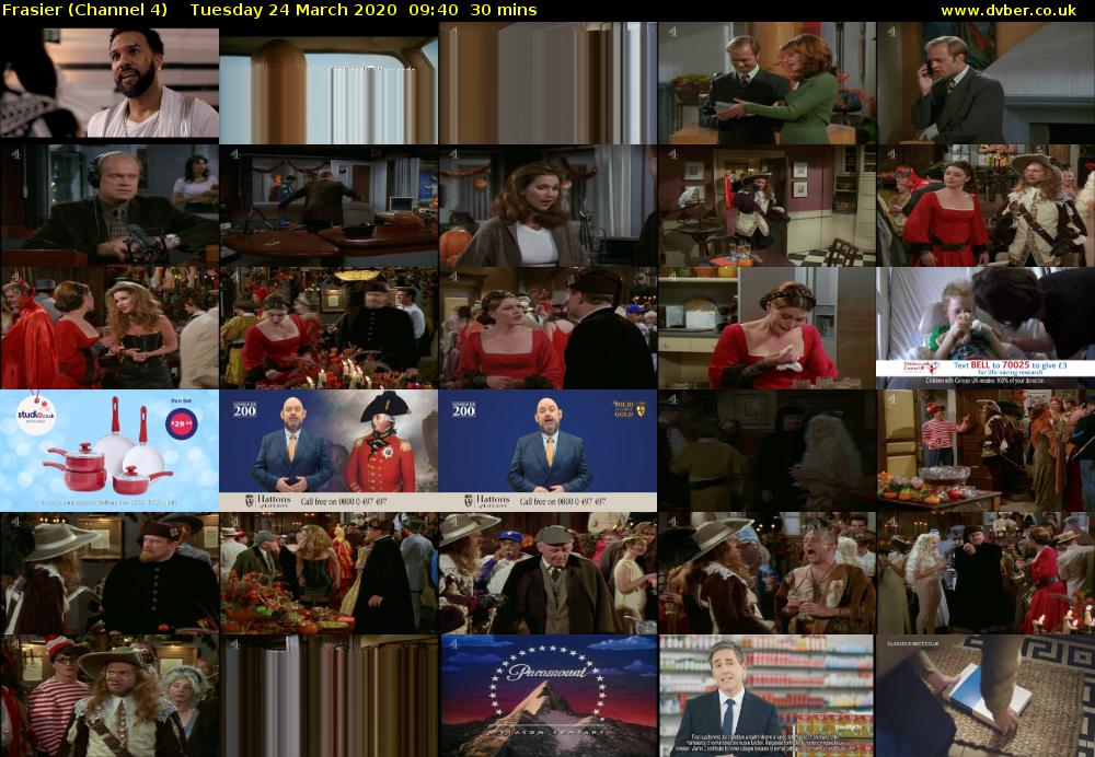 Frasier (Channel 4) Tuesday 24 March 2020 09:40 - 10:10