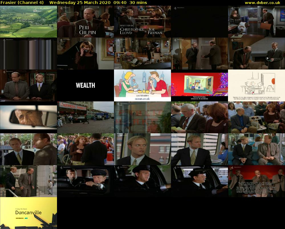 Frasier (Channel 4) Wednesday 25 March 2020 09:40 - 10:10