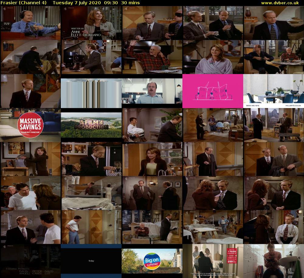 Frasier (Channel 4) Tuesday 7 July 2020 09:30 - 10:00