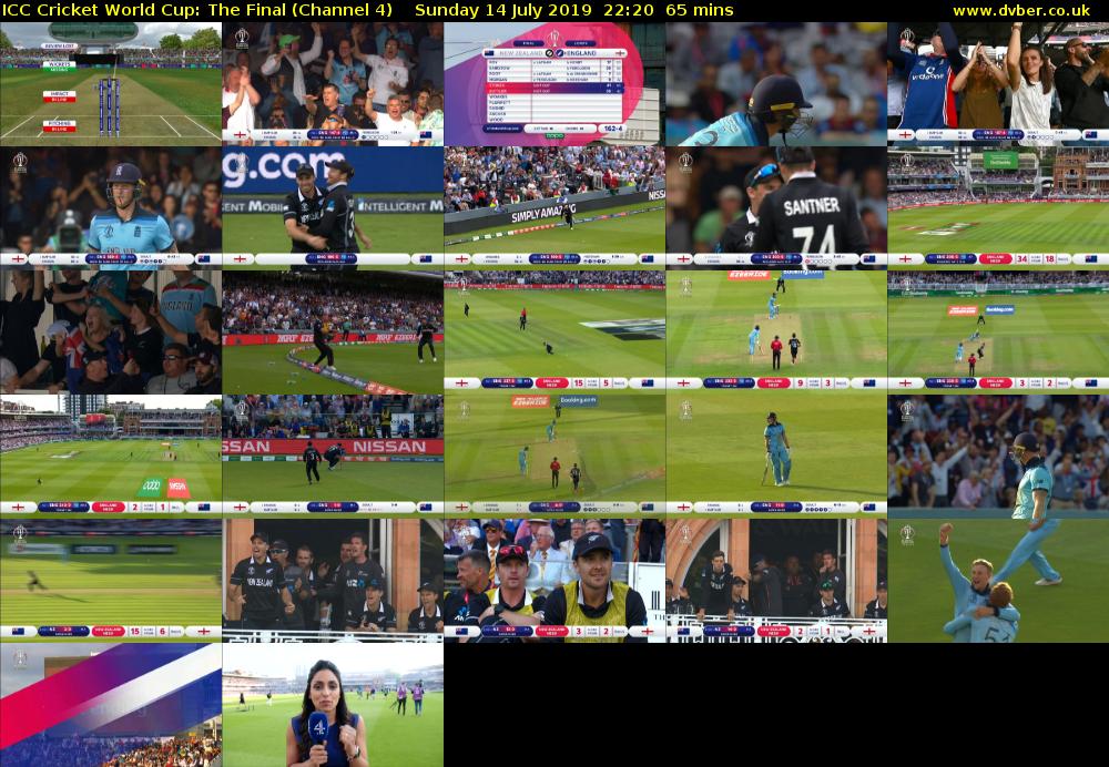 ICC Cricket World Cup: The Final (Channel 4) Sunday 14 July 2019 22:20 - 23:25