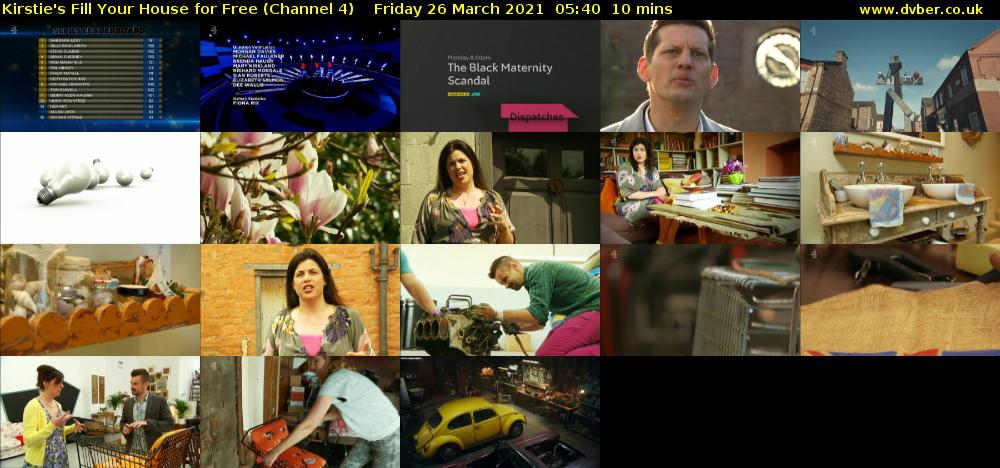Kirstie's Fill Your House for Free (Channel 4) Friday 26 March 2021 05:40 - 05:50