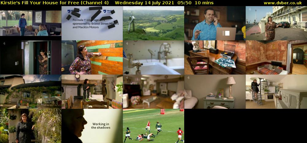 Kirstie's Fill Your House for Free (Channel 4) Wednesday 14 July 2021 05:50 - 06:00