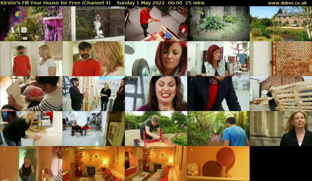 Kirstie's Fill Your House for Free (Channel 4) Sunday 1 May 2022 06:00 - 06:15