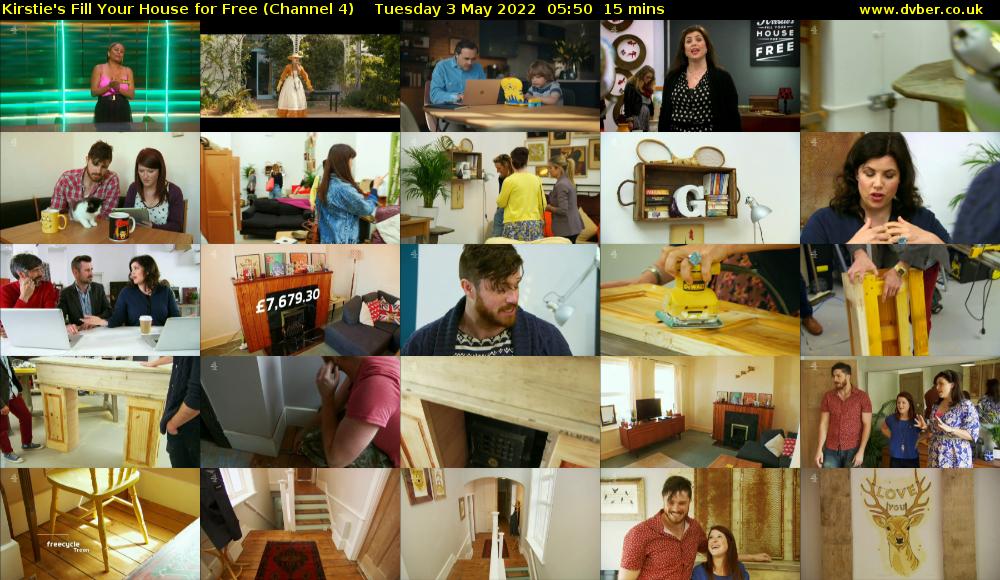 Kirstie's Fill Your House for Free (Channel 4) Tuesday 3 May 2022 05:50 - 06:05
