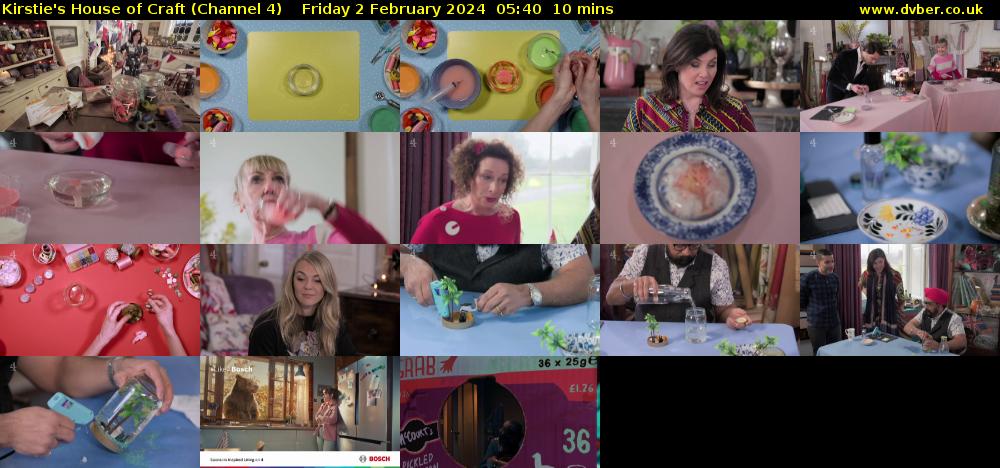 Kirstie's House of Craft (Channel 4) Friday 2 February 2024 05:40 - 05:50