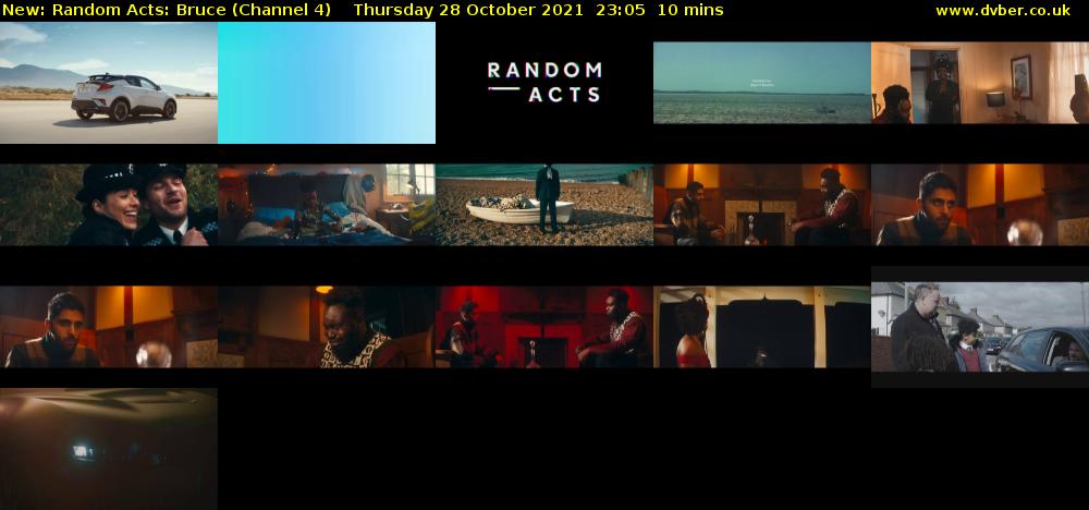 Random Acts: Bruce (Channel 4) Thursday 28 October 2021 23:05 - 23:15