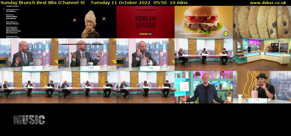 Sunday Brunch Best Bits (Channel 4) Tuesday 11 October 2022 05:50 - 06:00