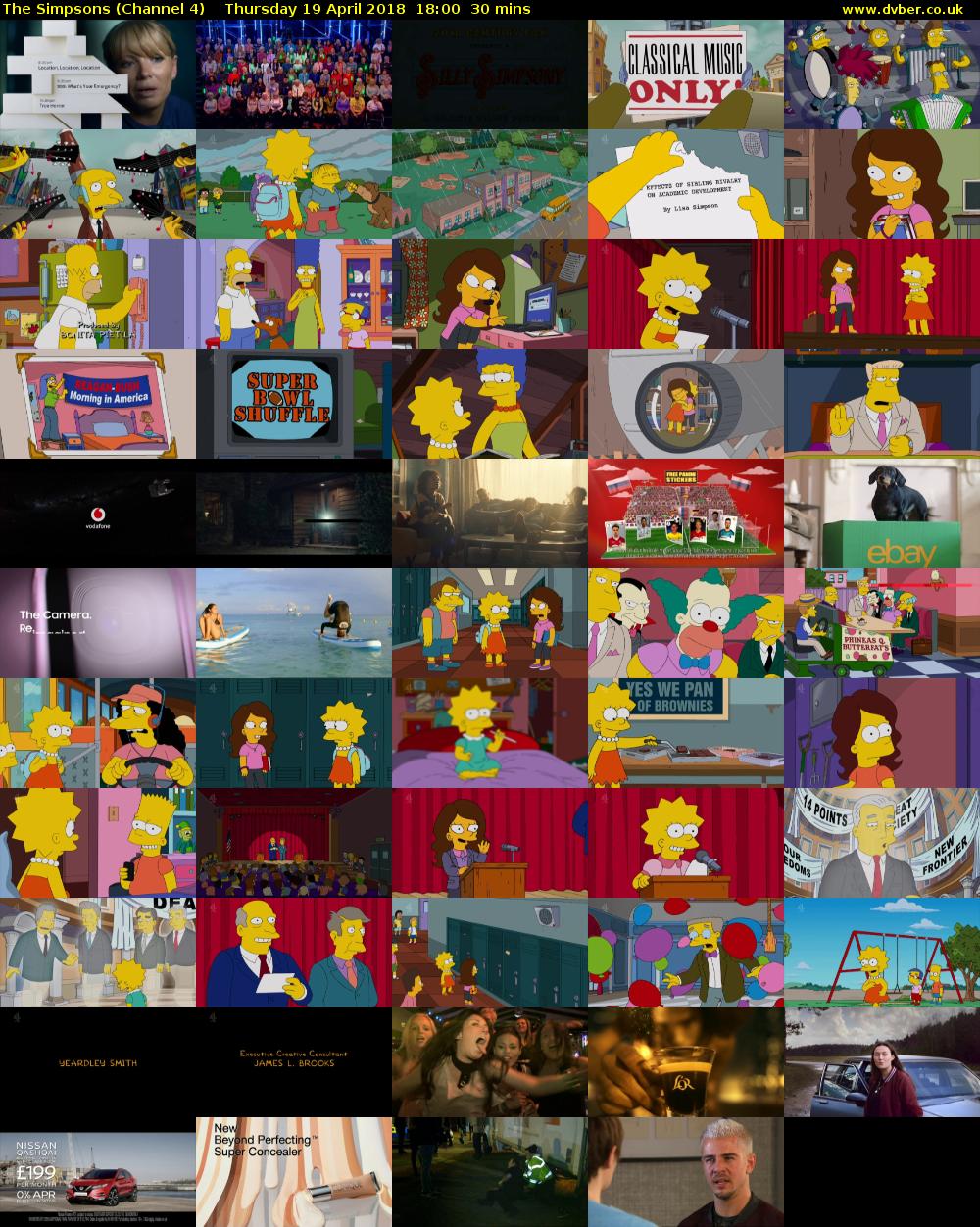 The Simpsons (Channel 4) Thursday 19 April 2018 18:00 - 18:30
