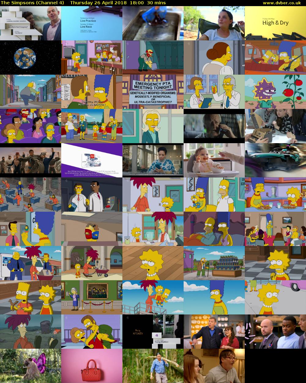 The Simpsons (Channel 4) Thursday 26 April 2018 18:00 - 18:30