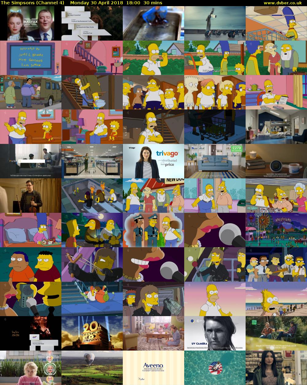 The Simpsons (Channel 4) Monday 30 April 2018 18:00 - 18:30
