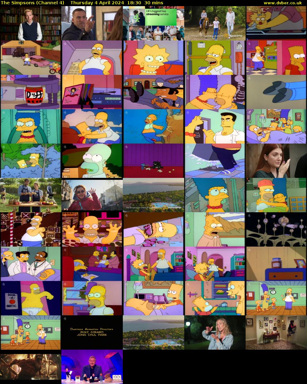 The Simpsons (Channel 4) Thursday 4 April 2024 18:30 - 19:00