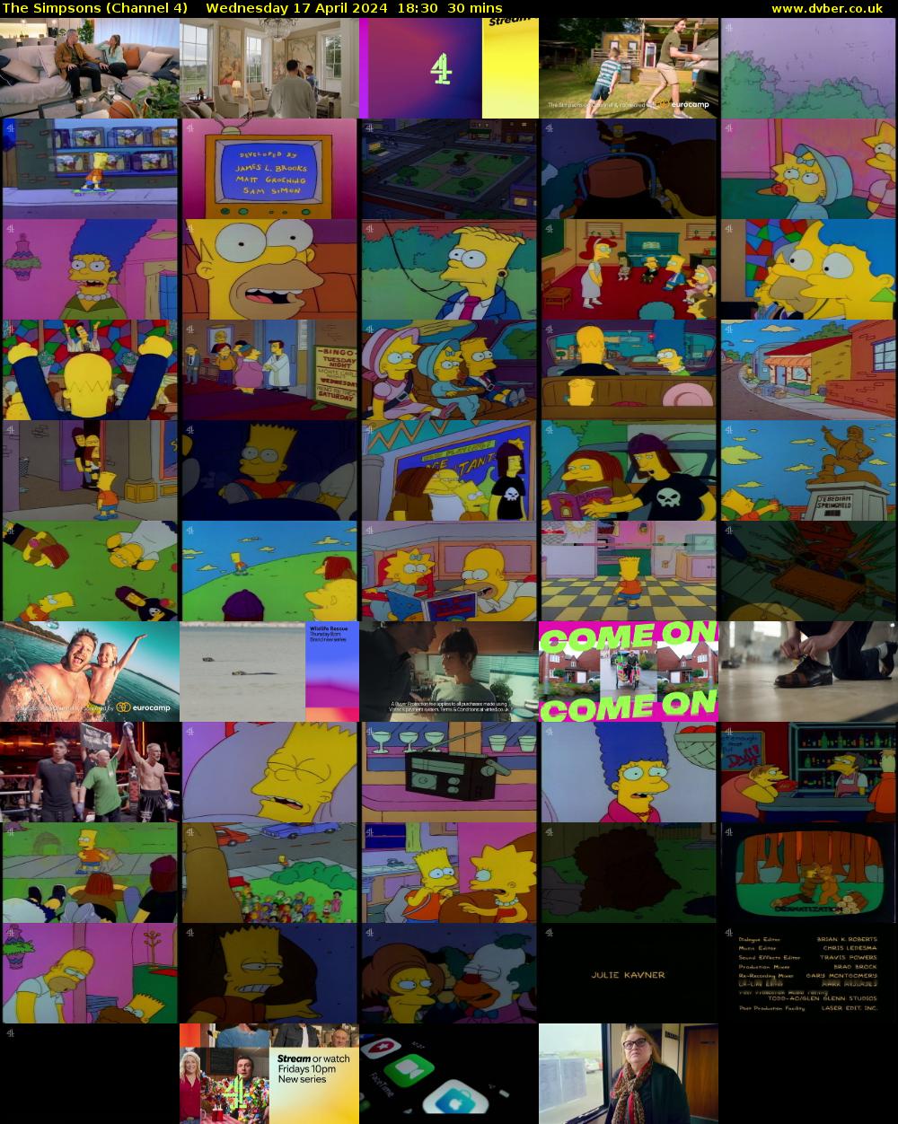 The Simpsons (Channel 4) Wednesday 17 April 2024 18:30 - 19:00