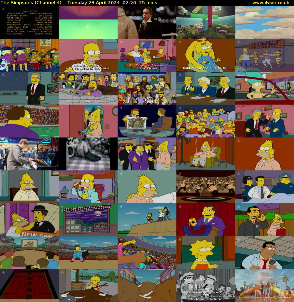 The Simpsons (Channel 4) Tuesday 23 April 2024 02:20 - 02:45