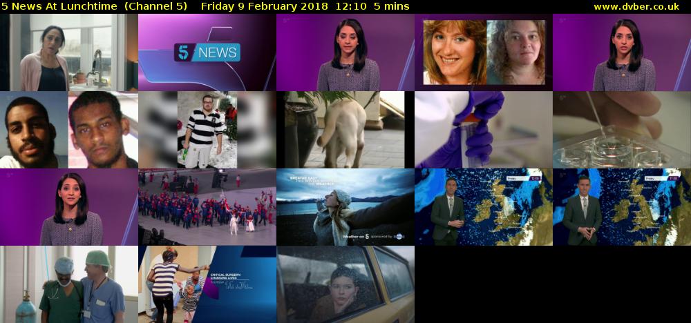 5 News At Lunchtime  (Channel 5) Friday 9 February 2018 12:10 - 12:15