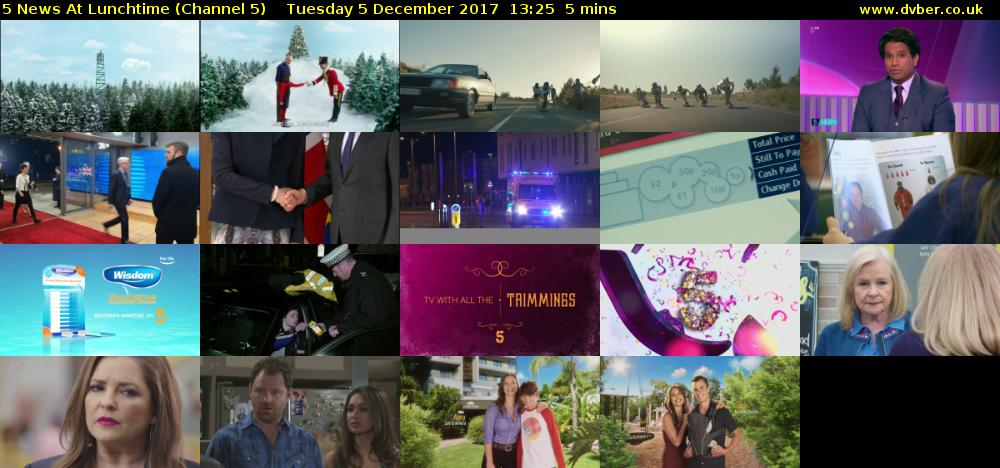 5 News At Lunchtime (Channel 5) Tuesday 5 December 2017 13:25 - 13:30