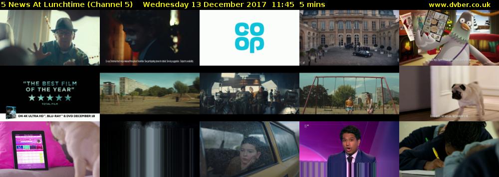 5 News At Lunchtime (Channel 5) Wednesday 13 December 2017 11:45 - 11:50