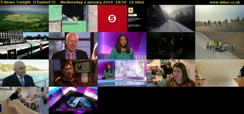 5 News Tonight  (Channel 5) Wednesday 2 January 2019 18:50 - 19:00