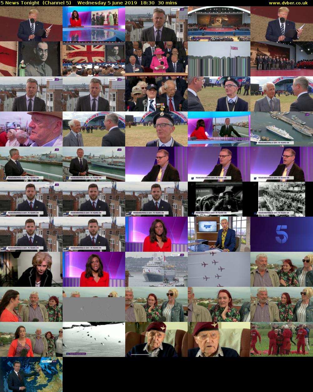 5 News Tonight  (Channel 5) Wednesday 5 June 2019 18:30 - 19:00