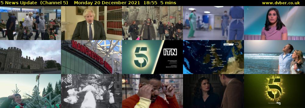 5 News Update  (Channel 5) Monday 20 December 2021 18:55 - 19:00