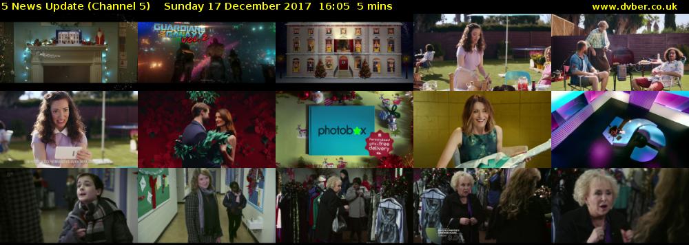 5 News Update (Channel 5) Sunday 17 December 2017 16:05 - 16:10