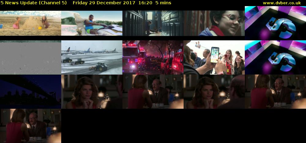 5 News Update (Channel 5) Friday 29 December 2017 16:20 - 16:25