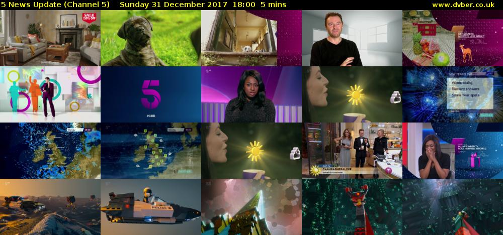 5 News Update (Channel 5) Sunday 31 December 2017 18:00 - 18:05