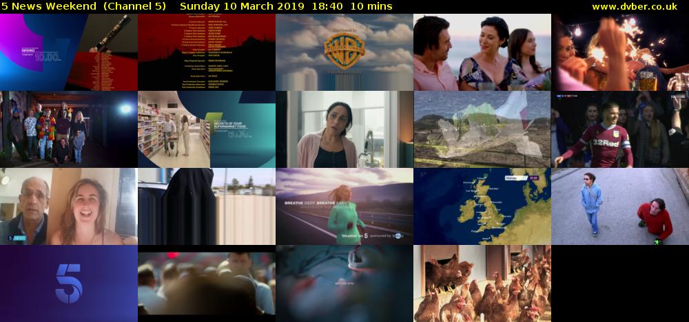 5 News Weekend  (Channel 5) Sunday 10 March 2019 18:40 - 18:50