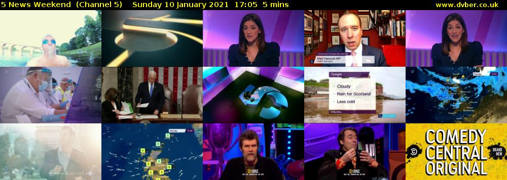 5 News Weekend  (Channel 5) Sunday 10 January 2021 17:05 - 17:10