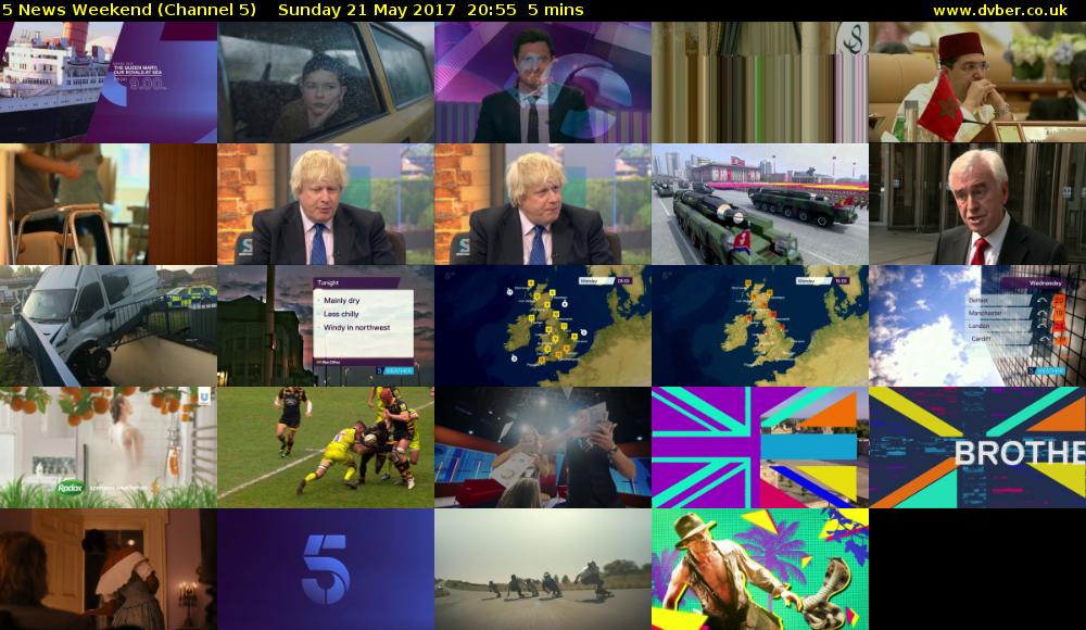 5 News Weekend (Channel 5) Sunday 21 May 2017 20:55 - 21:00
