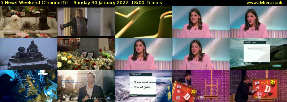 5 News Weekend (Channel 5) Sunday 30 January 2022 18:00 - 18:05