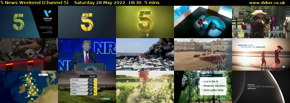 5 News Weekend (Channel 5) Saturday 28 May 2022 18:30 - 18:35