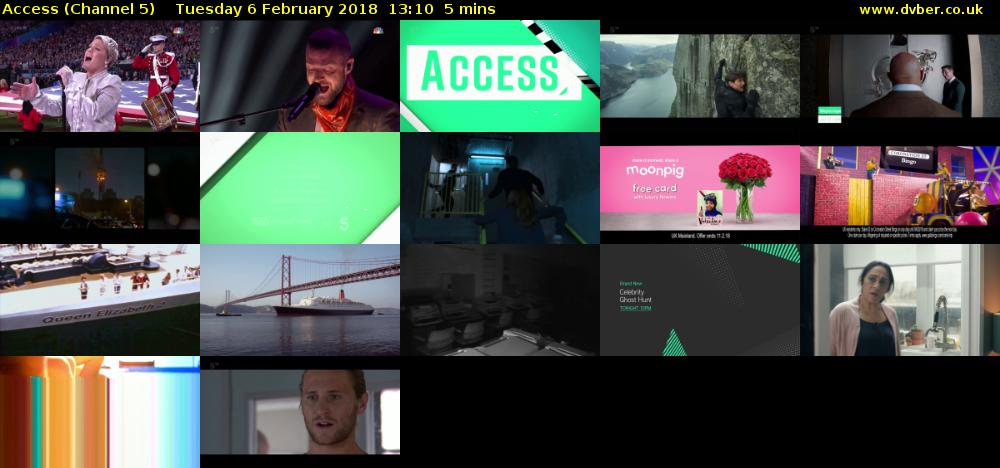 Access (Channel 5) Tuesday 6 February 2018 13:10 - 13:15