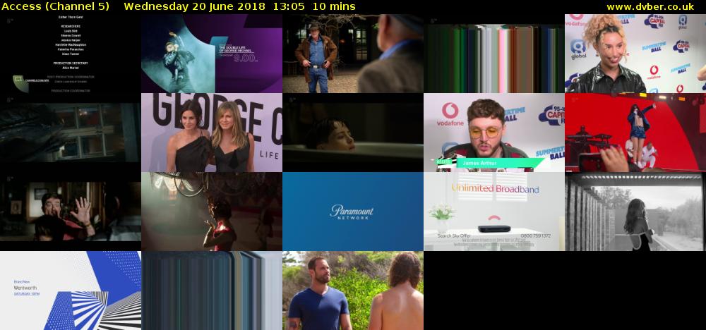 Access (Channel 5) Wednesday 20 June 2018 13:05 - 13:15
