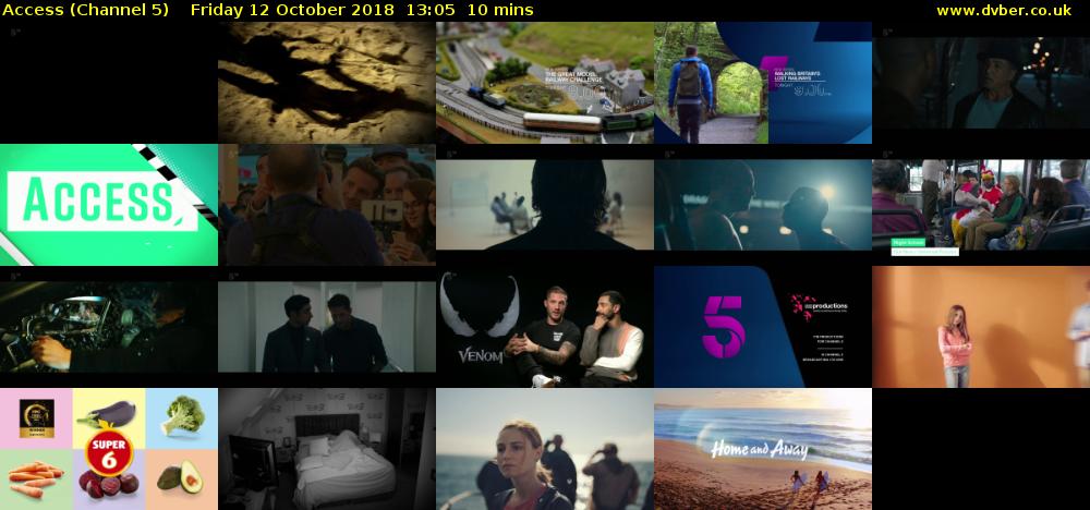 Access (Channel 5) Friday 12 October 2018 13:05 - 13:15