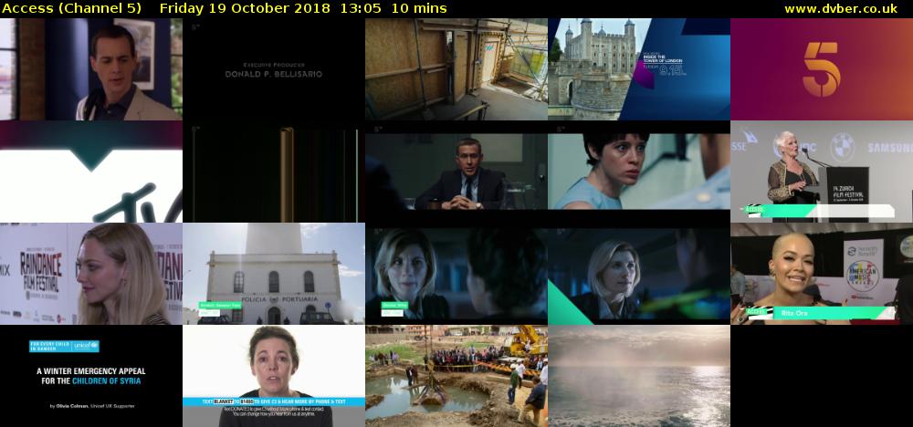 Access (Channel 5) Friday 19 October 2018 13:05 - 13:15
