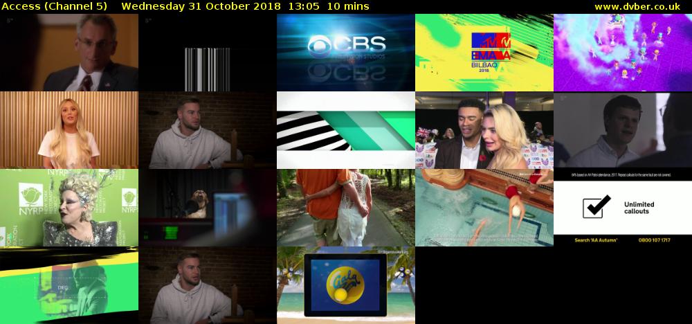 Access (Channel 5) Wednesday 31 October 2018 13:05 - 13:15