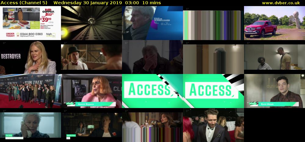 Access (Channel 5) Wednesday 30 January 2019 03:00 - 03:10