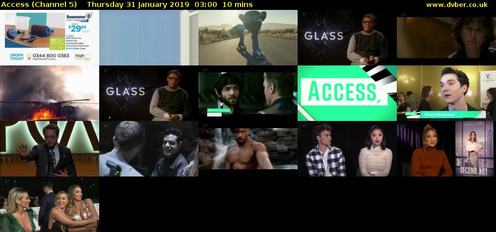 Access (Channel 5) Thursday 31 January 2019 03:00 - 03:10