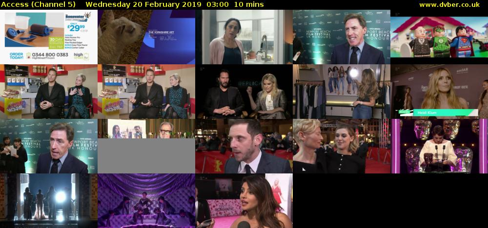 Access (Channel 5) Wednesday 20 February 2019 03:00 - 03:10