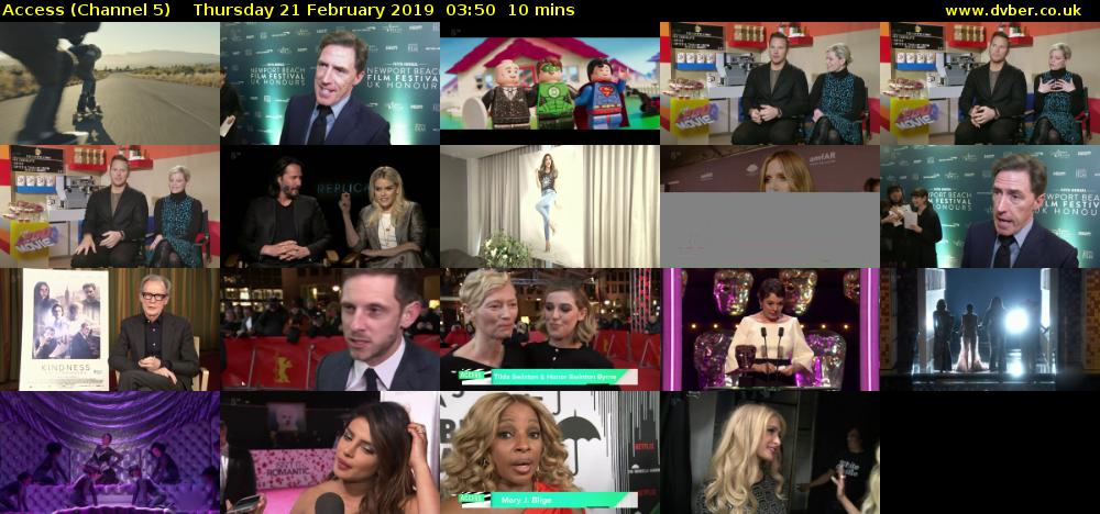 Access (Channel 5) Thursday 21 February 2019 03:50 - 04:00