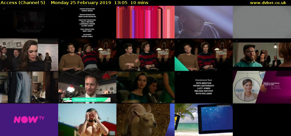 Access (Channel 5) Monday 25 February 2019 13:05 - 13:15
