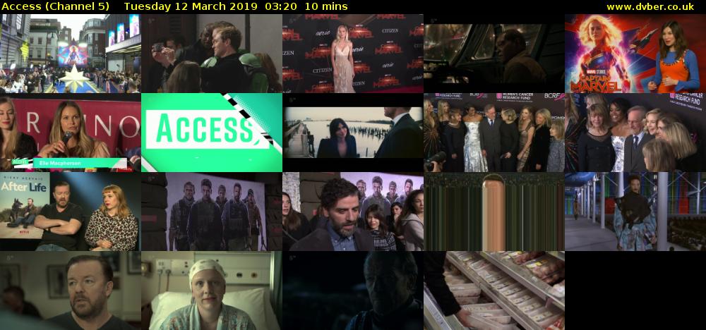 Access (Channel 5) Tuesday 12 March 2019 03:20 - 03:30